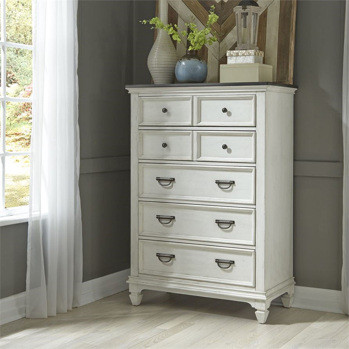 Liberty Furniture Allyson Park Drawer Chest in Wirebrushed White - Luxury Home Furniture (MI)