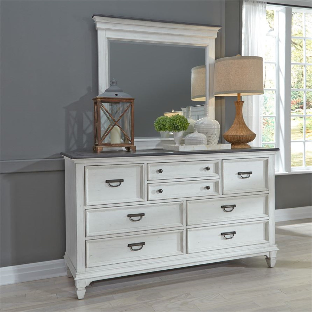 Liberty Furniture Allyson Park Mirror in Wirebrushed White - Luxury Home Furniture (MI)