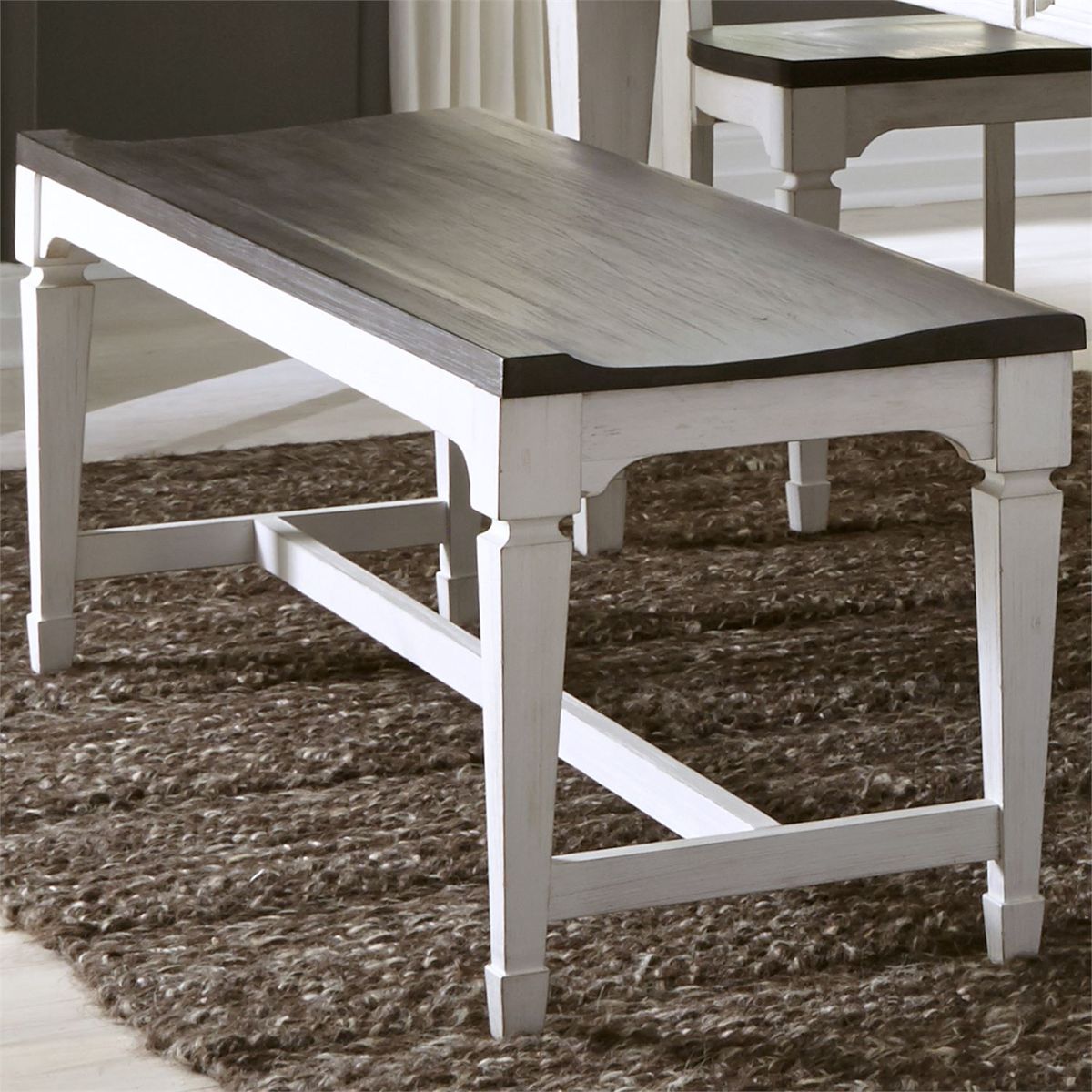 Liberty Furniture Allyson Park Wood Seat Bench in Wirebrushed White - Luxury Home Furniture (MI)
