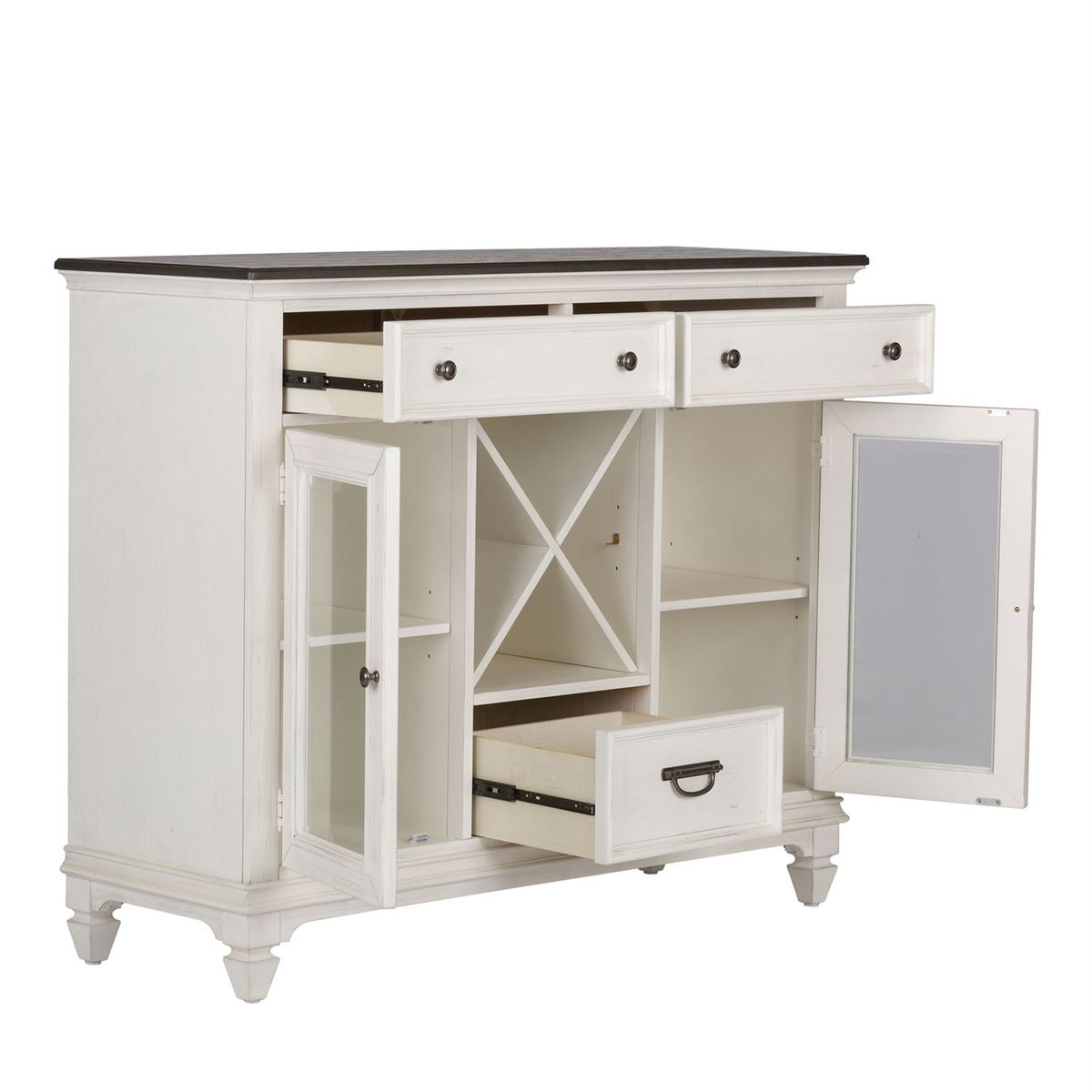 Liberty Furniture Allyson Park Buffet in White with Charcoal - Luxury Home Furniture (MI)