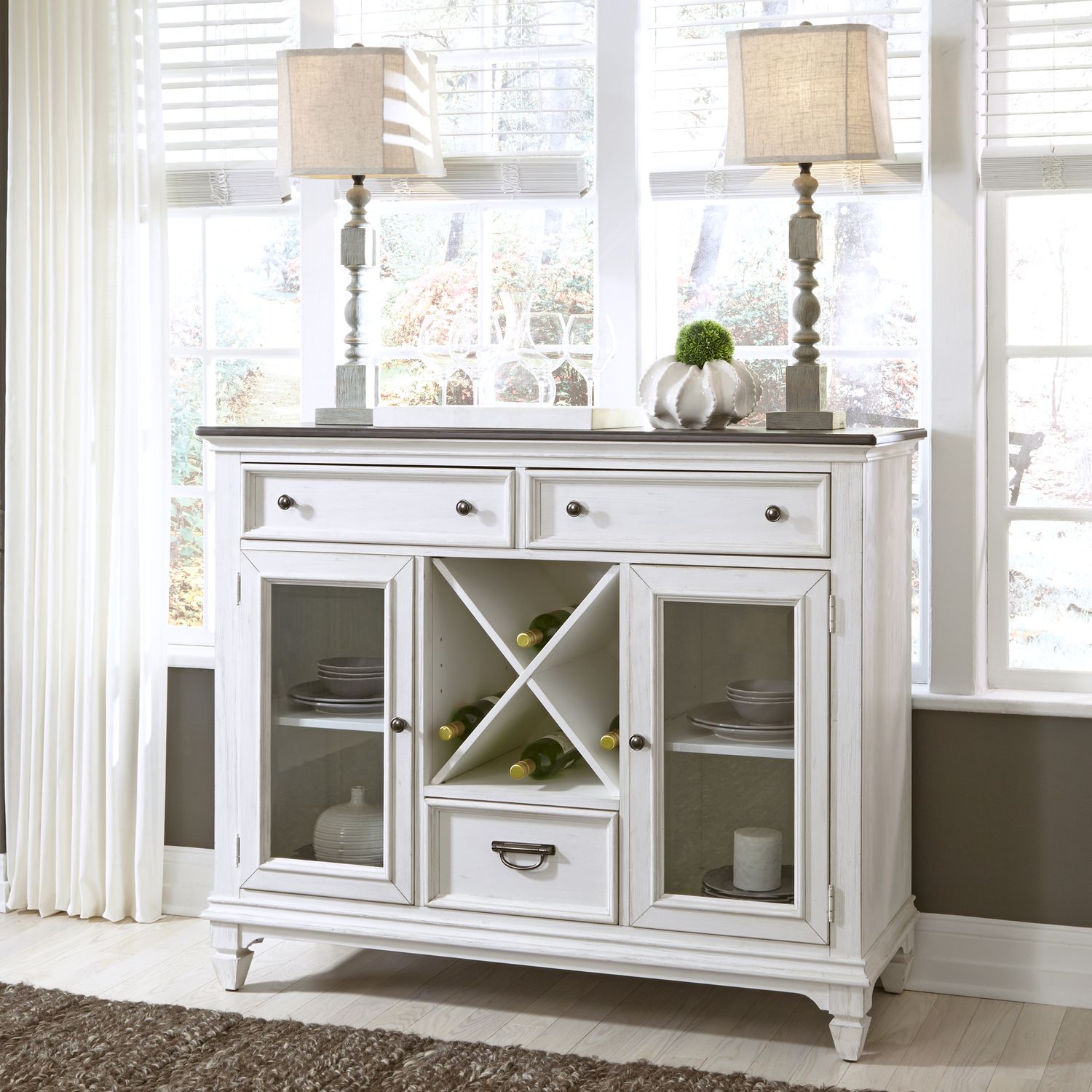 Liberty Furniture Allyson Park Buffet in White with Charcoal image