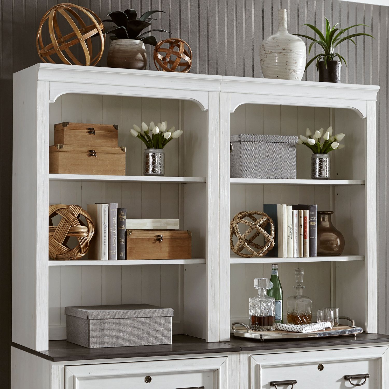 Allyson Park Bunching Lateral File Hutch in Wirebrushed White