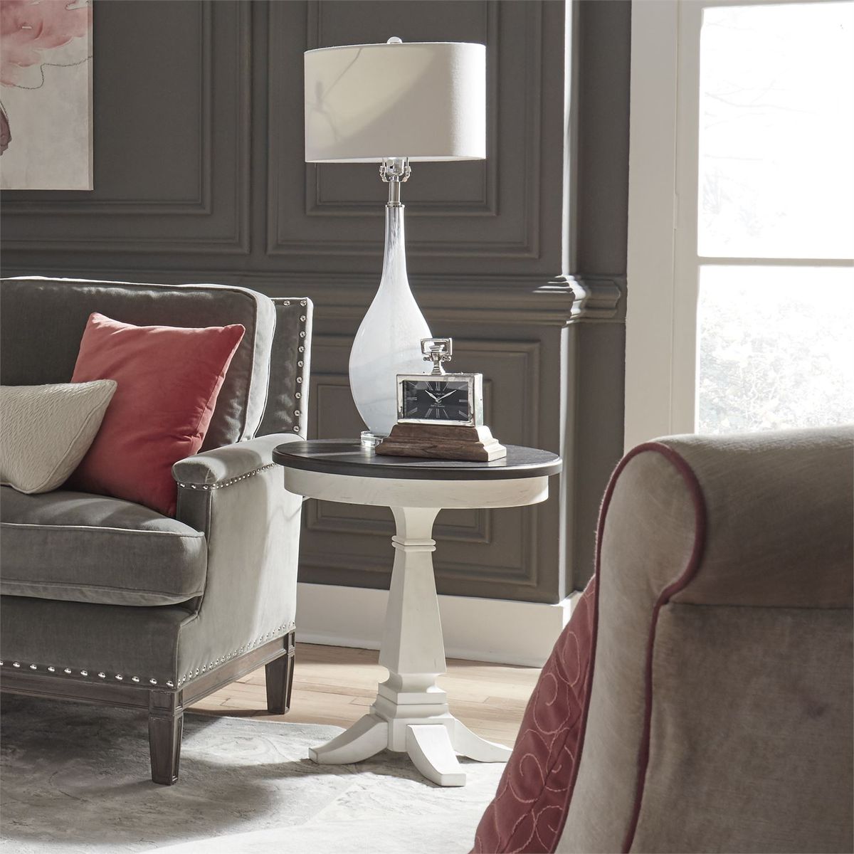 Liberty Allyson Park Chair Side Table in Wirebrushed White - Luxury Home Furniture (MI)