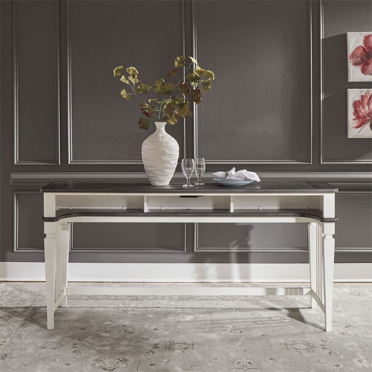 Liberty Allyson Park Console Bar Table in Wirebrushed White - Luxury Home Furniture (MI)
