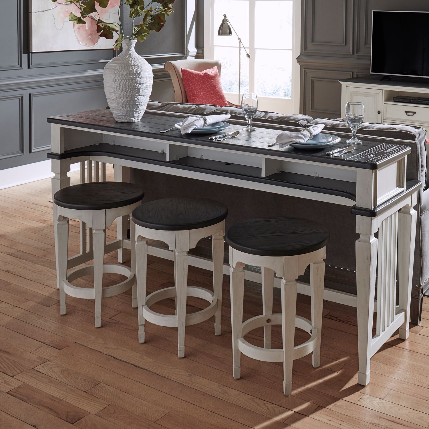 Allyson Park Console Stool in Wirebrushed White