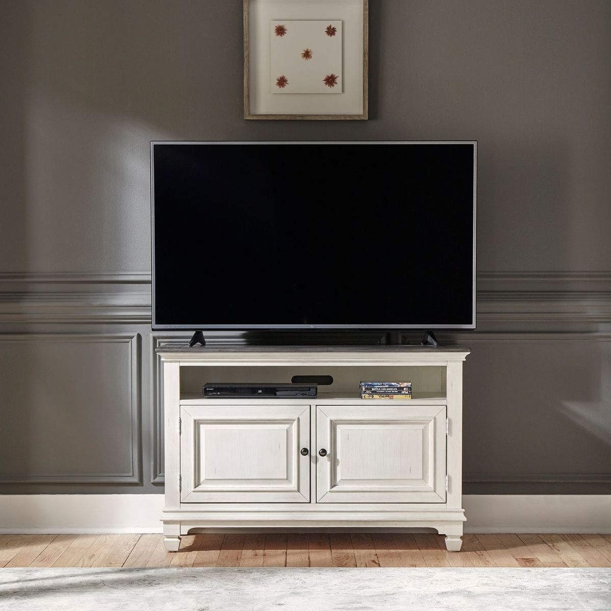 Liberty Furniture Allyson Park 46 Inch TV Console in Wirebrushed White - Luxury Home Furniture (MI)