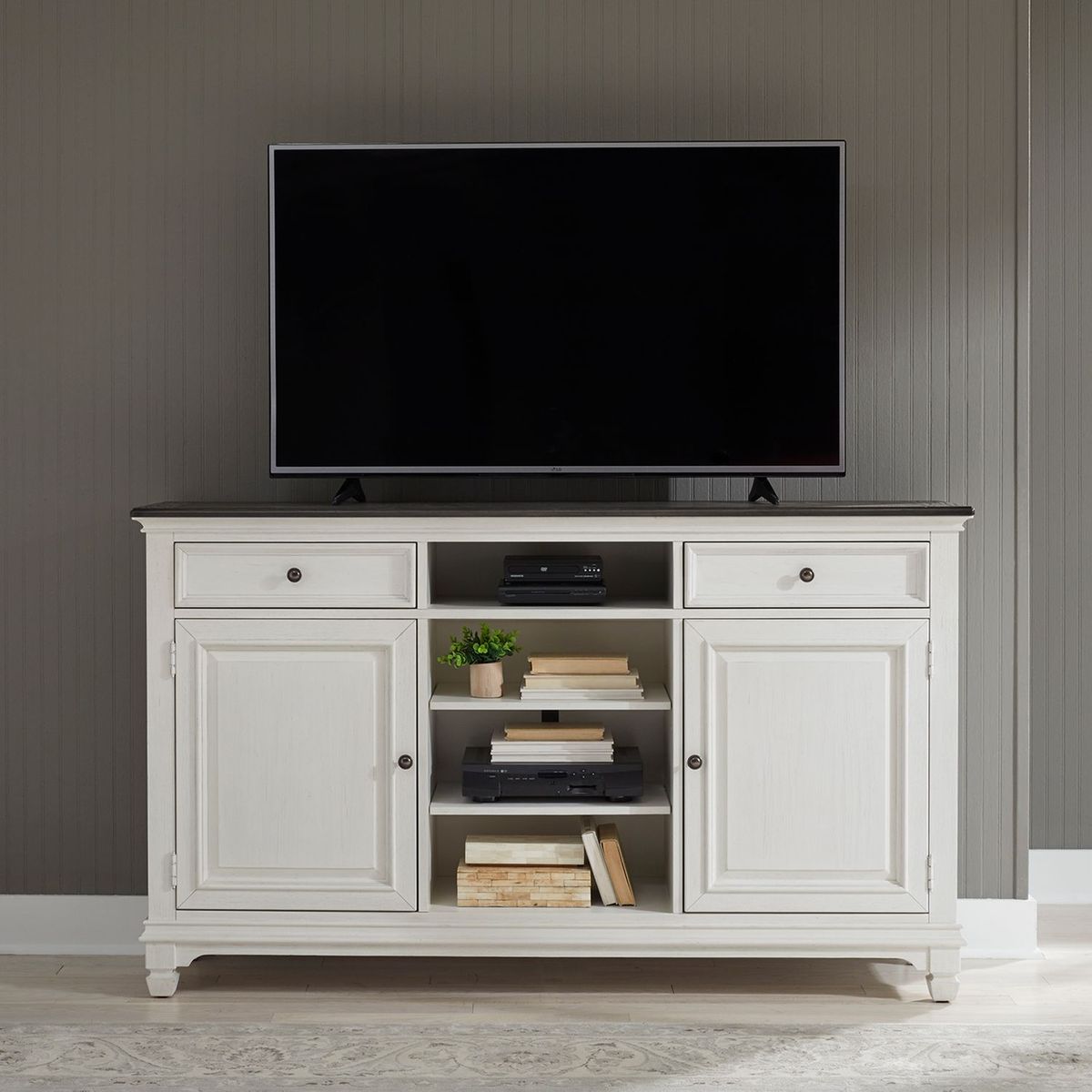 Liberty Furniture Allyson Park 68 Inch Highboy TV Console in Wirebrushed White - Luxury Home Furniture (MI)