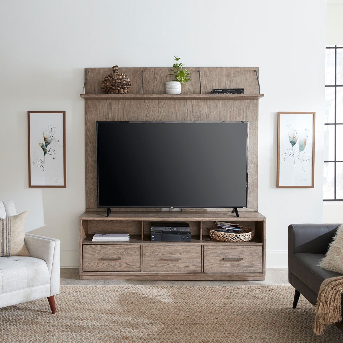 Liberty Furniture City Scape Entertainment Center in Burnished Beige