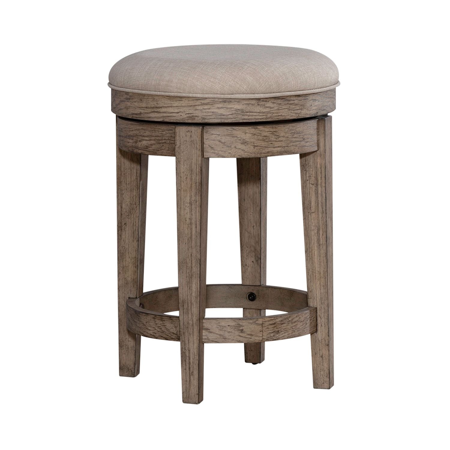 City Scape Upholstered Swivel Console Stool in White Oak Veneers