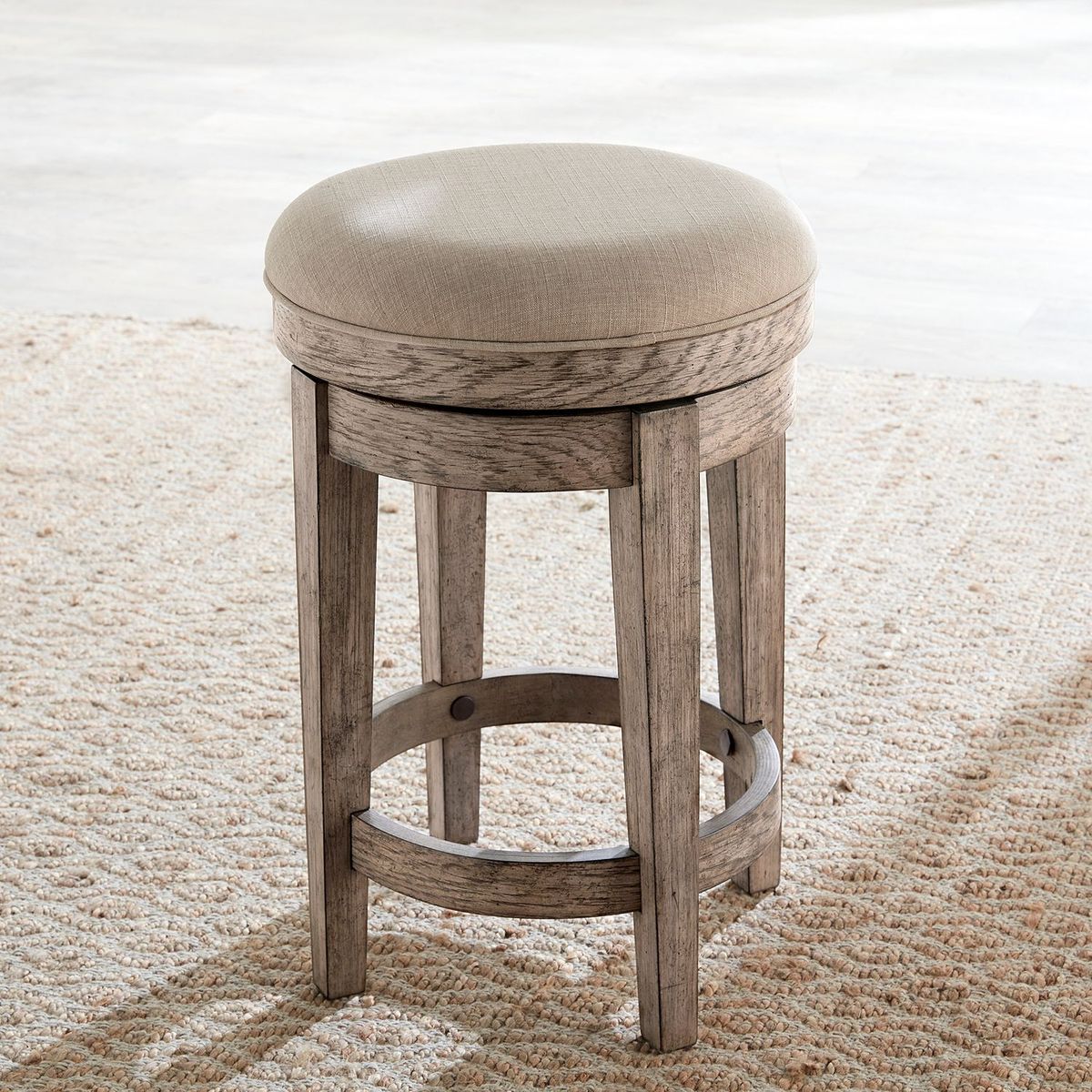 Liberty Furniture City Scape Upholstered Swivel Console Stool in White Oak Veneers - Luxury Home Furniture (MI)