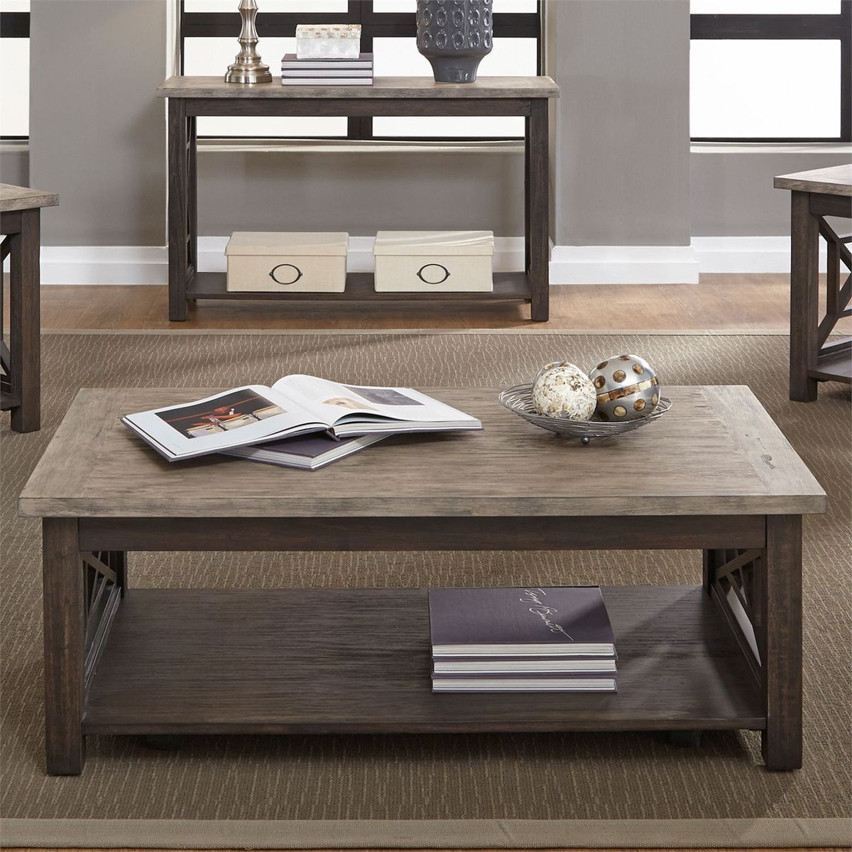 Liberty Heatherbrook Cocktail Table in Charcoal and Ash - Luxury Home Furniture (MI)