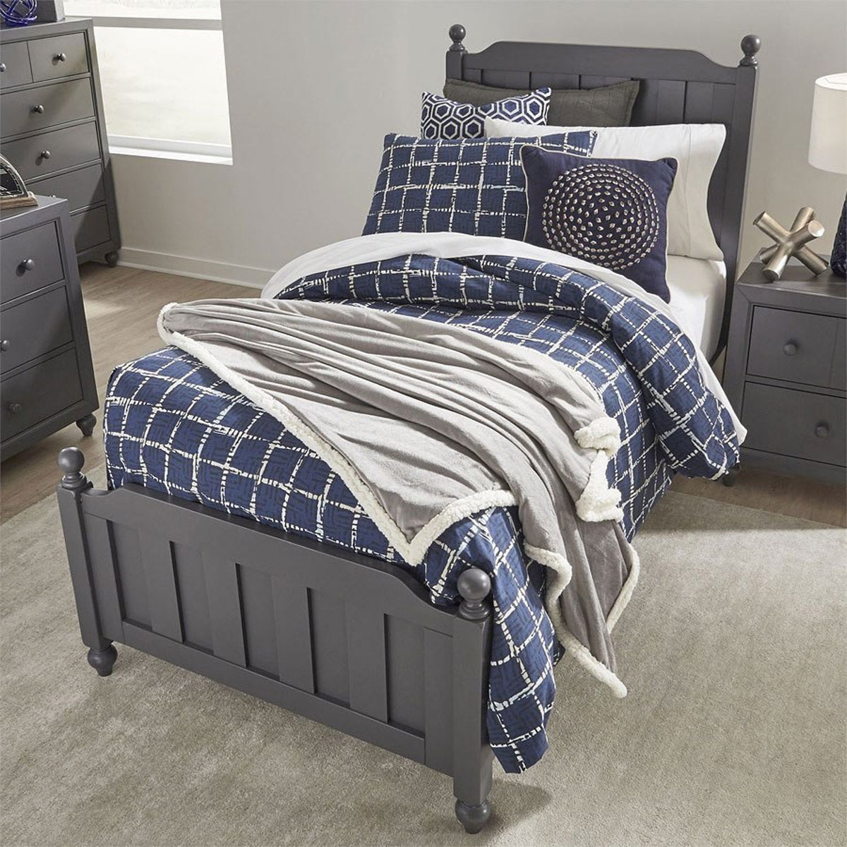 Liberty Furniture Cottage View Twin Panel Bed in Dark Gray - Luxury Home Furniture (MI)