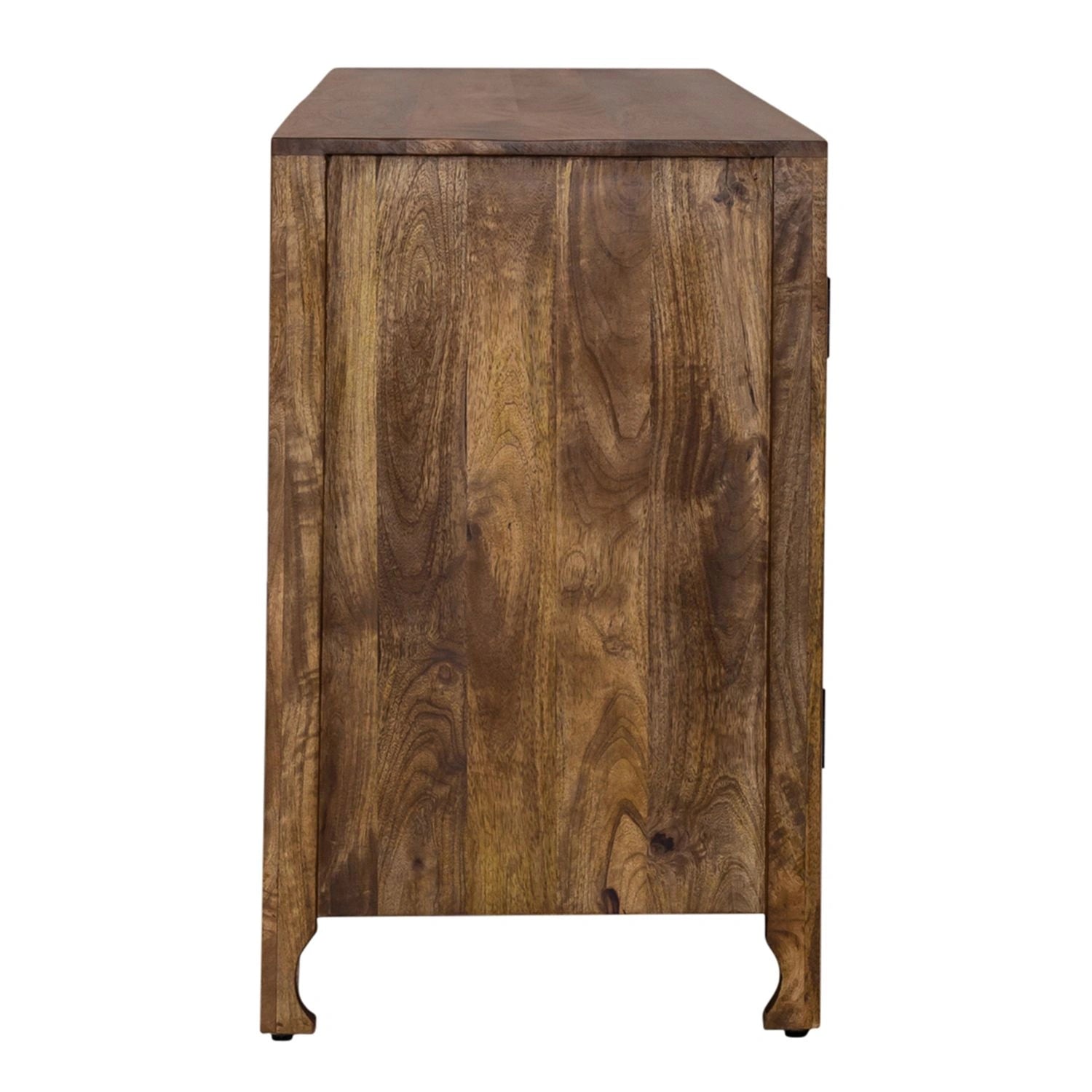 Marisol 74 Inch 4 Door Accent TV Stand in Weathered Honey and Soft Wash Gray image