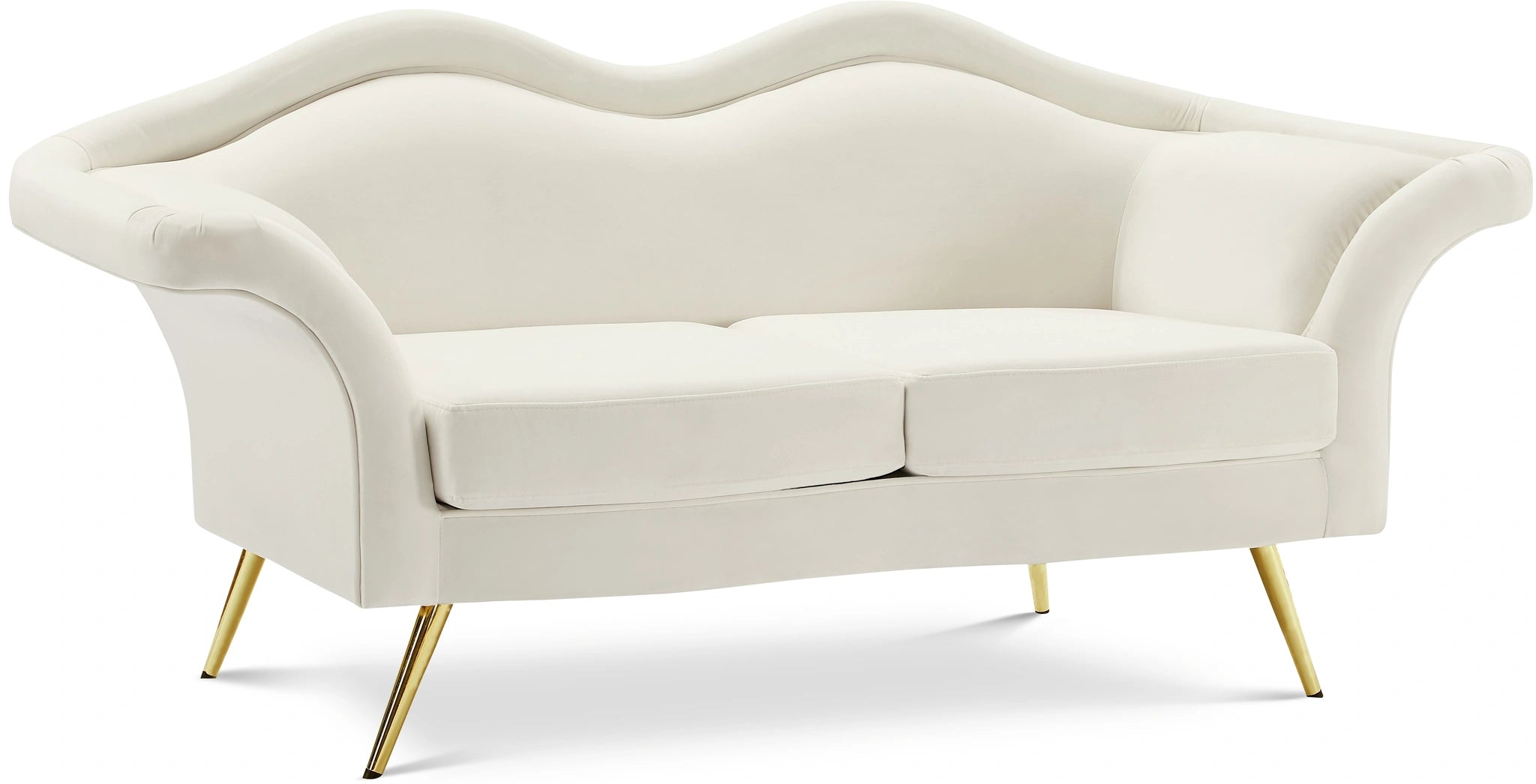Lips Cream Velvet Loveseat