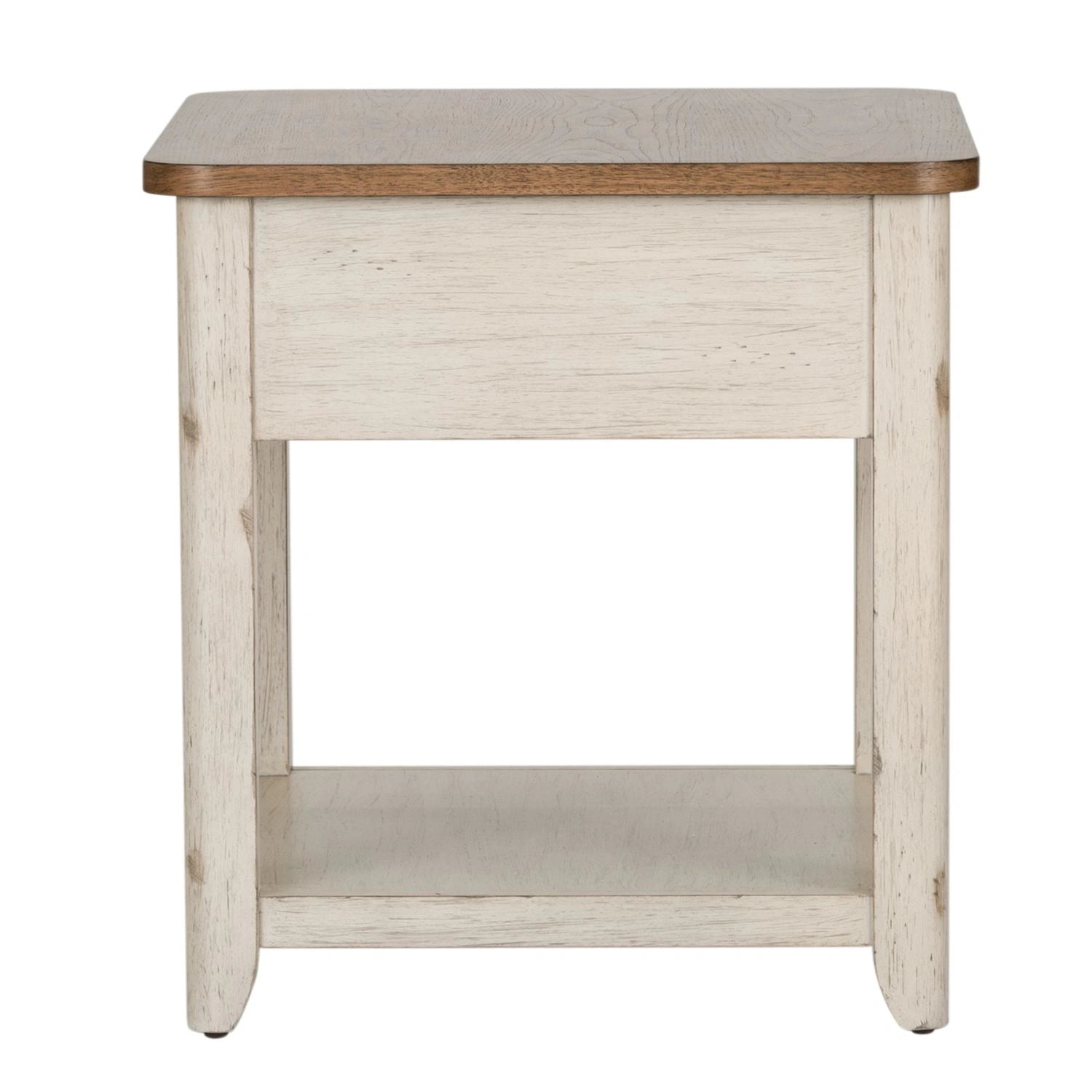 Farmhouse Reimagined End Table with Basket in Antique White image