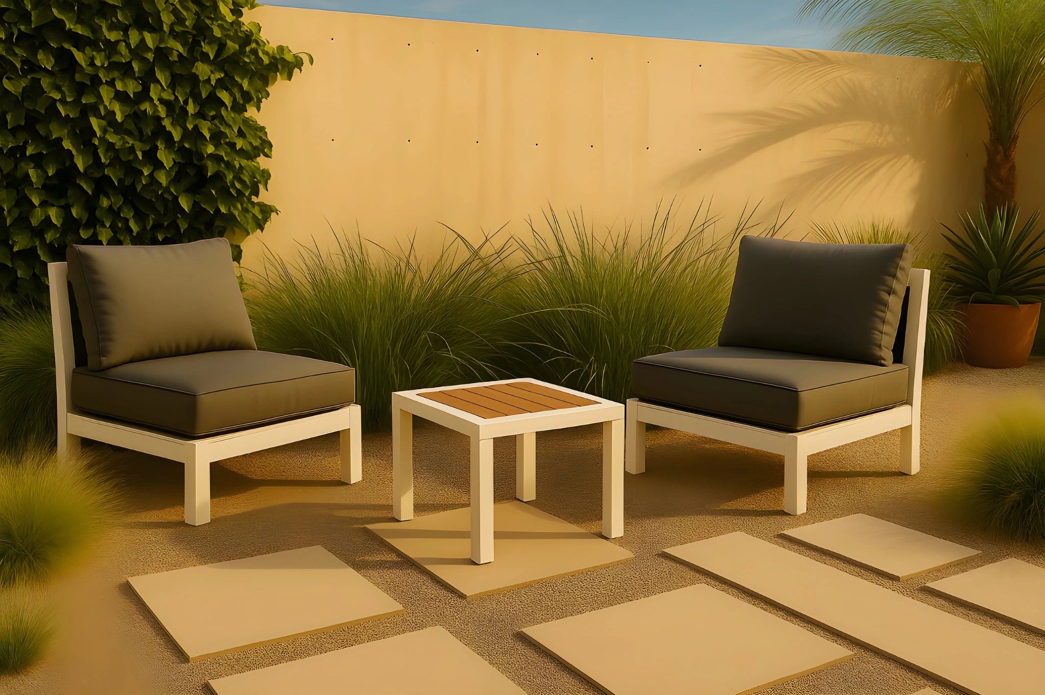 Nizuc Brown manufactured wood Outdoor Patio Aluminum End Table