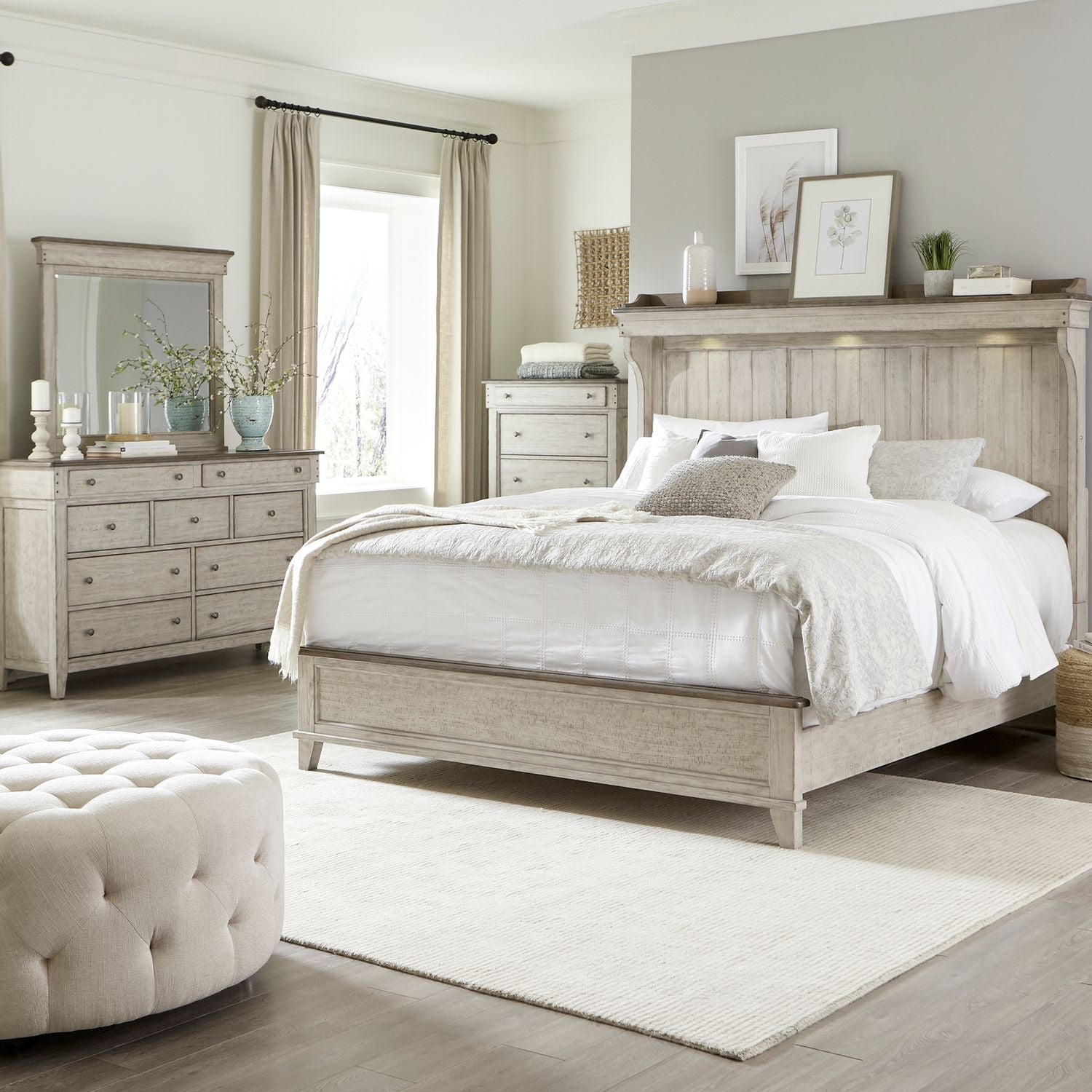 Ivy Hollow King California Mantle Bed, Dresser & Mirror, Chest image