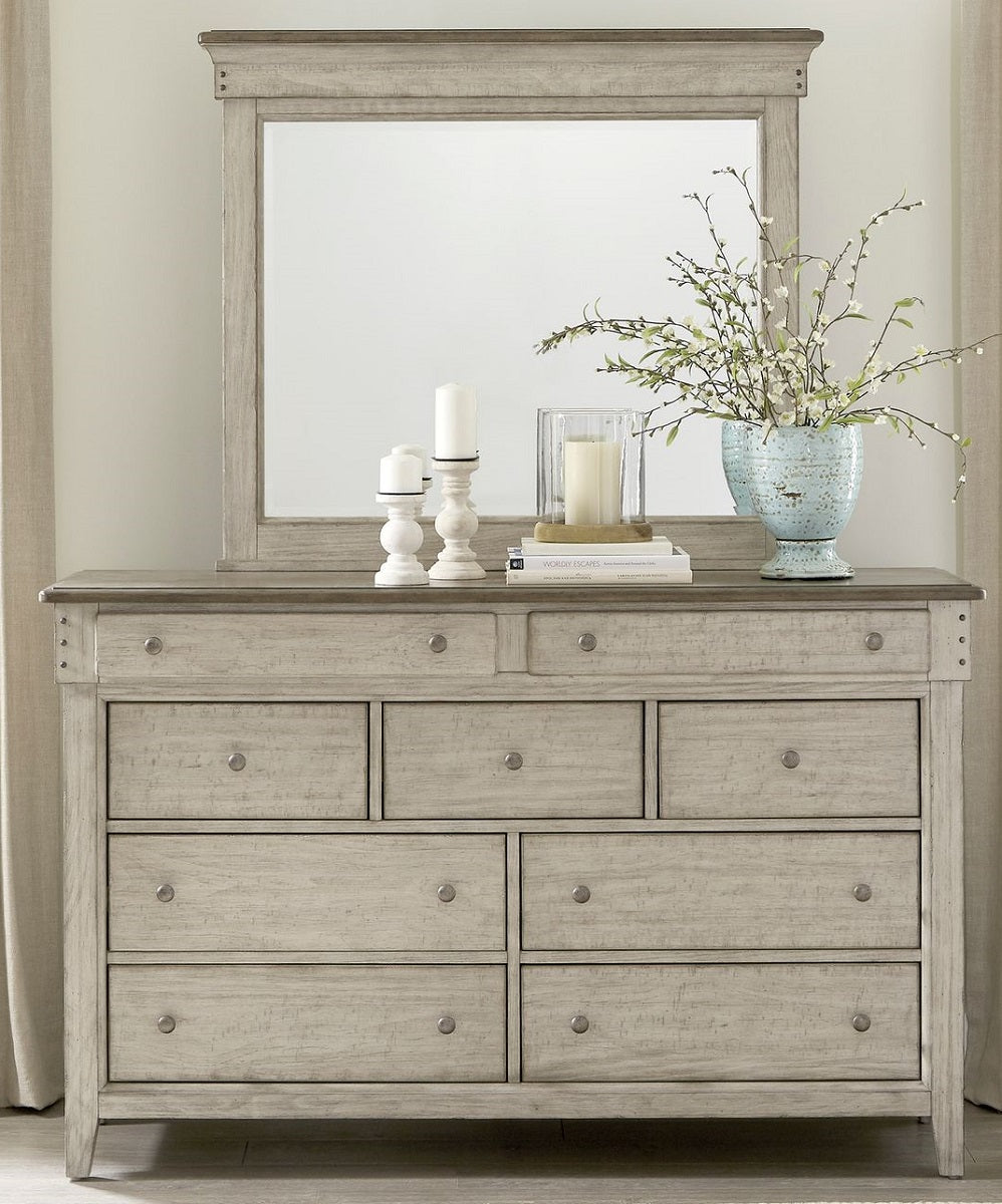 Liberty Furniture Ivy Hollow Landscape Mirror in Weathered Linen
