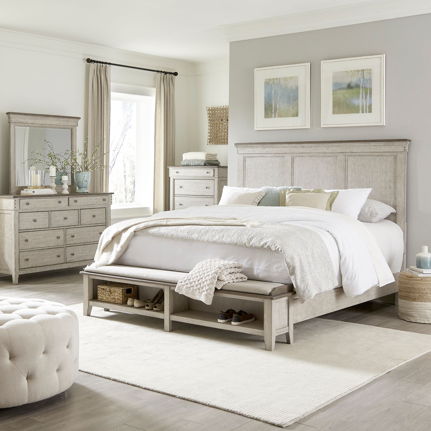 Ivy Hollow King Storage Bed, Dresser & Mirror, Chest image