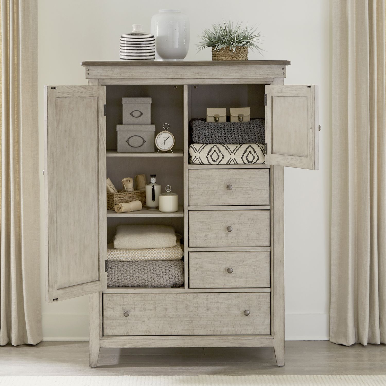 Ivy Hollow Door Chest in Weathered Linen - Luxury Home Furniture (MI)