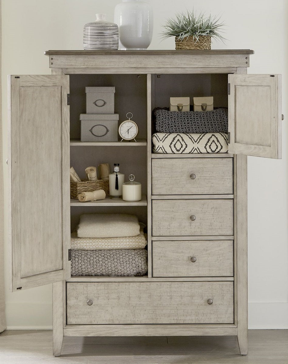 Liberty Furniture Ivy Hollow Door Chest in Weathered Linen - Luxury Home Furniture (MI)