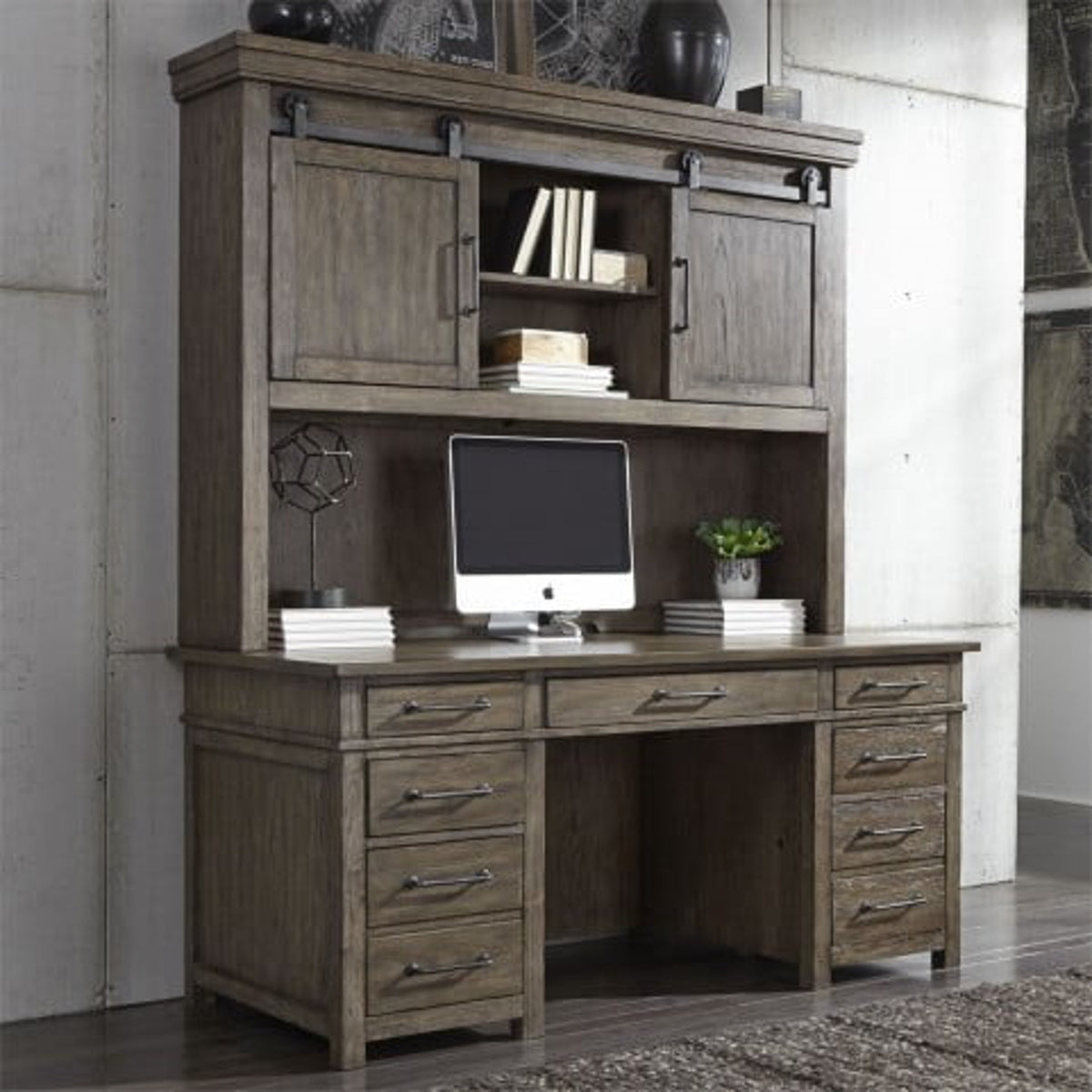 Liberty Sonoma Road Desk/Credenza in Weather Beaten Bark - Luxury Home Furniture (MI)