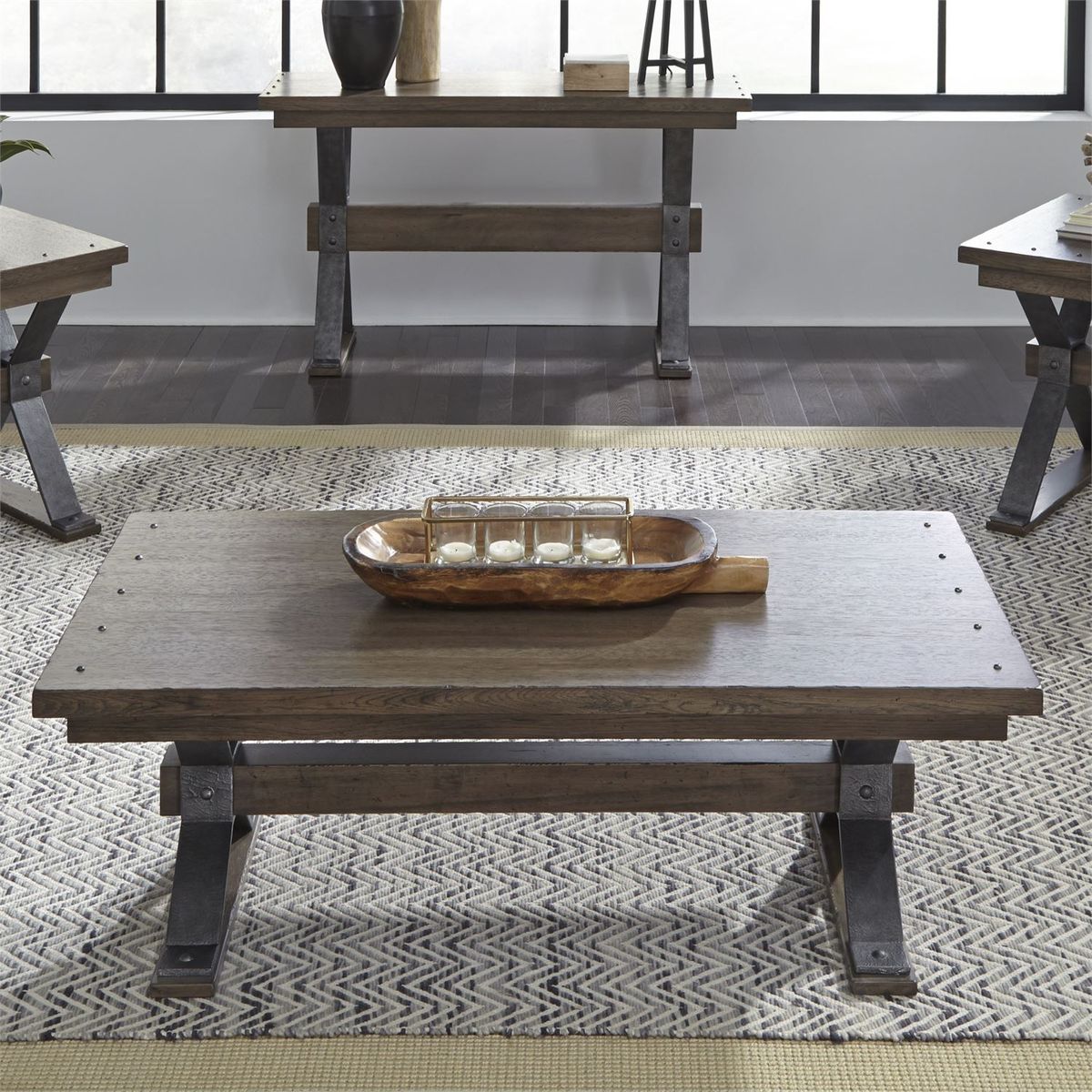 Liberty Sonoma Road Rectangular Cocktail Table in Weathered Beaten Bark