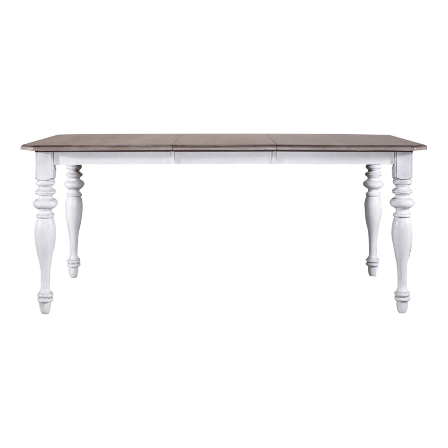 Ocean Isle Rectangular Leg Table in Antique White with Weathered Pine image