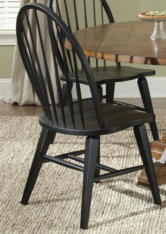 Liberty Furniture Hearthstone Windsor Back Side Chair in Black (Set of 2) - Luxury Home Furniture (MI)