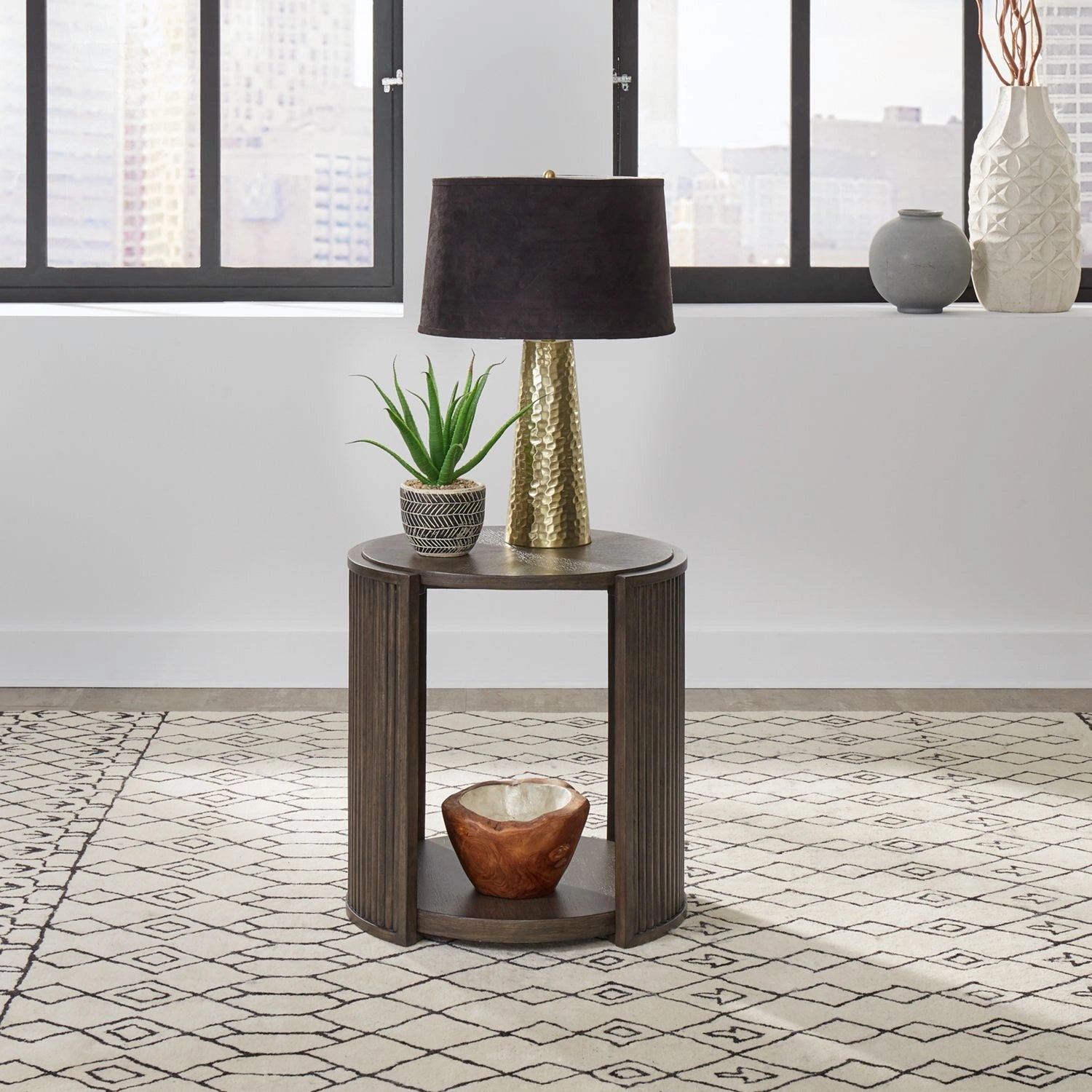 City View Round End Table in Coffee Bean image