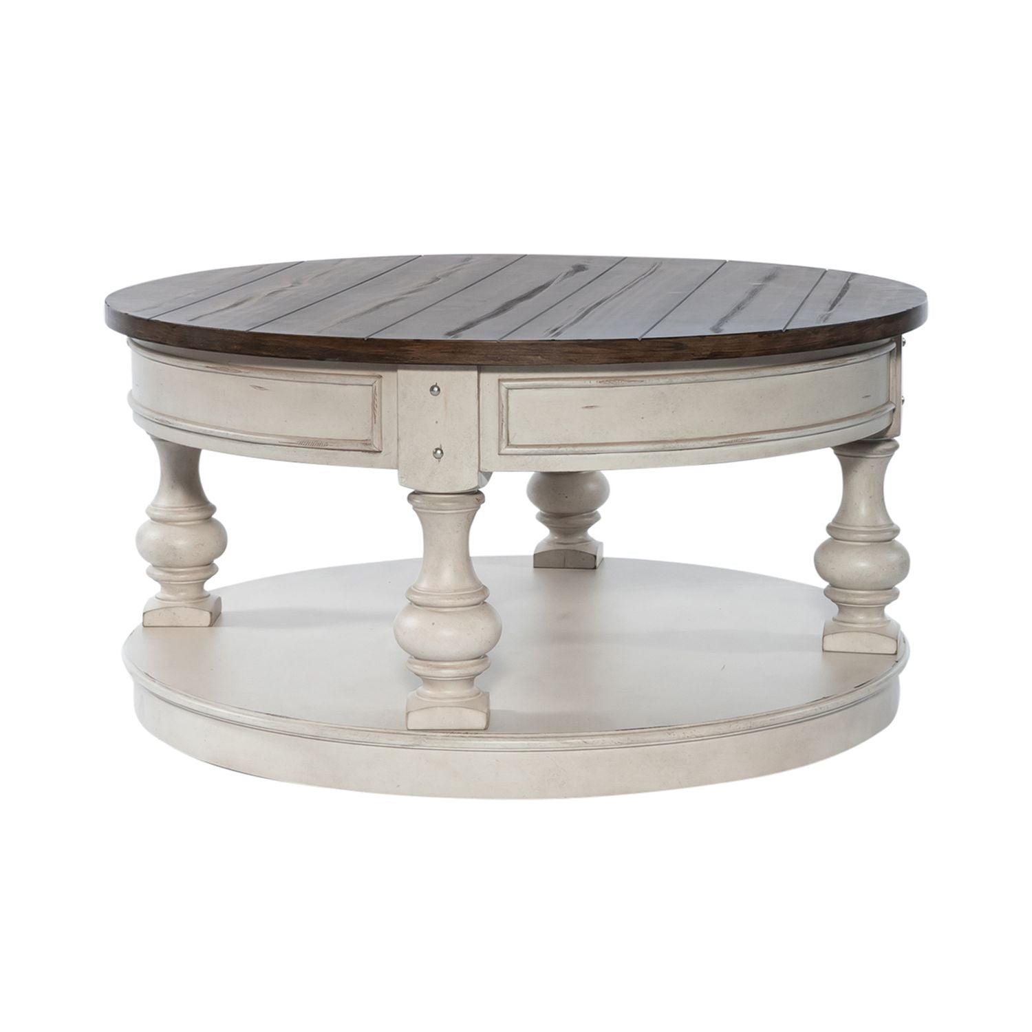 Morgan Creek Round Cocktail Table in Antique White - Luxury Home Furniture (MI)