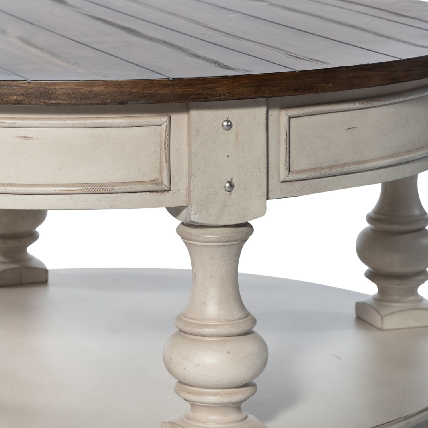 Morgan Creek Round Cocktail Table in Antique White - Luxury Home Furniture (MI)