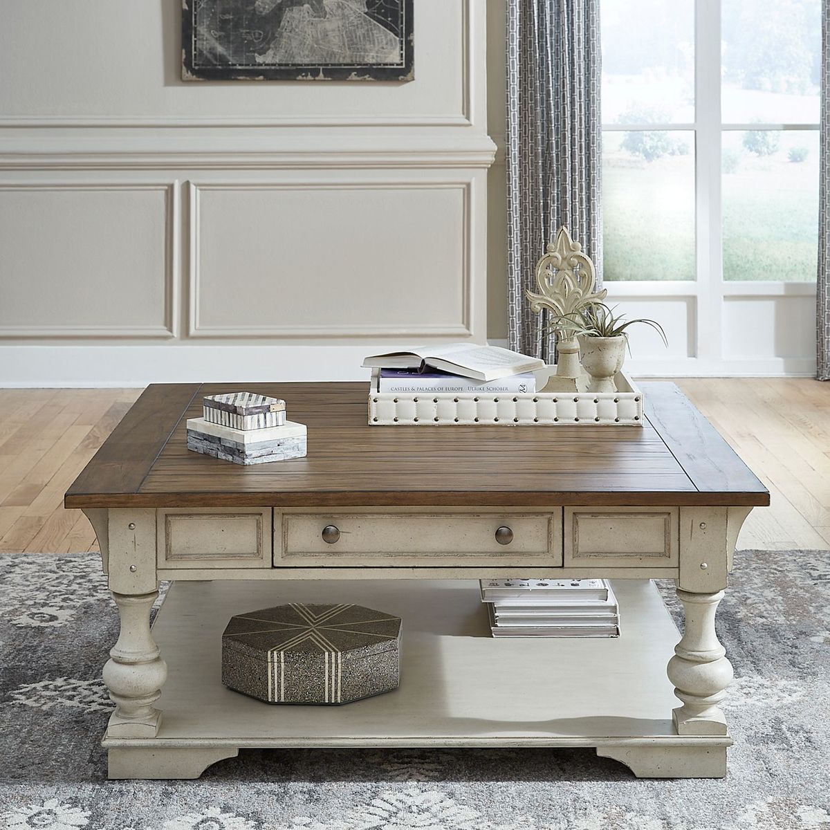 Liberty Morgan Creek Cocktail Table in Antique White - Luxury Home Furniture (MI)