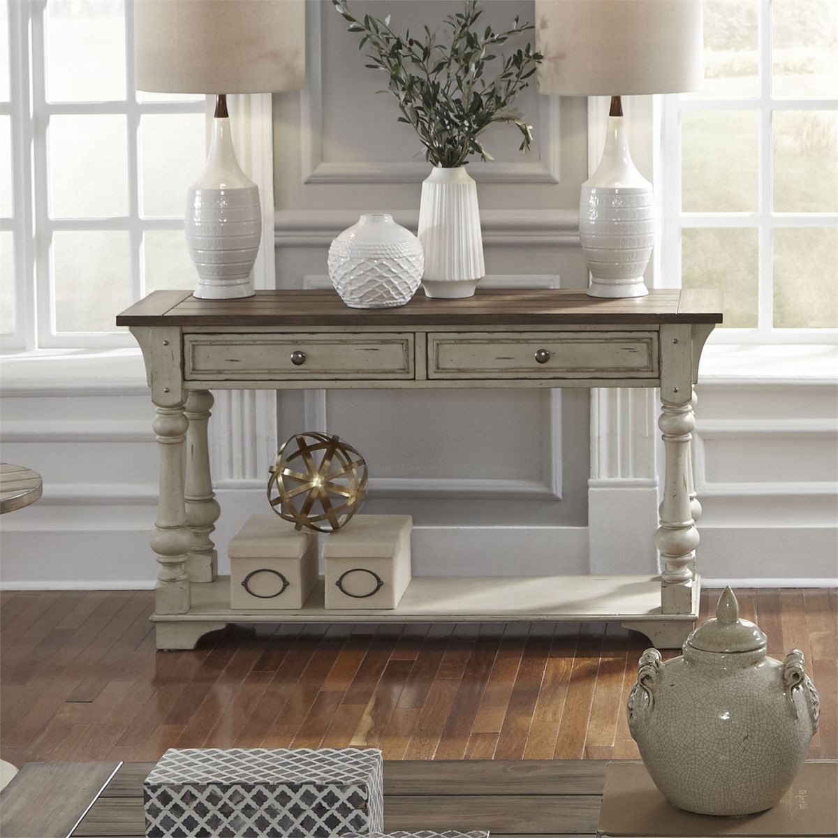 Liberty Morgan Creek Sofa Table in Antique White - Luxury Home Furniture (MI)