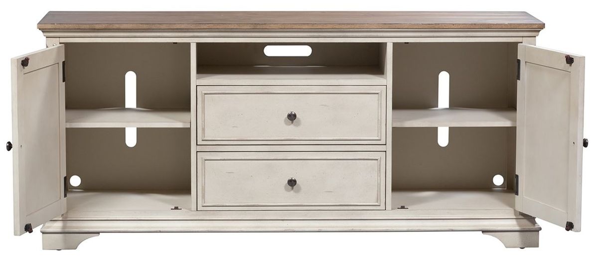 Liberty Morgan Creek 66" TV Console in Antique White - Luxury Home Furniture (MI)