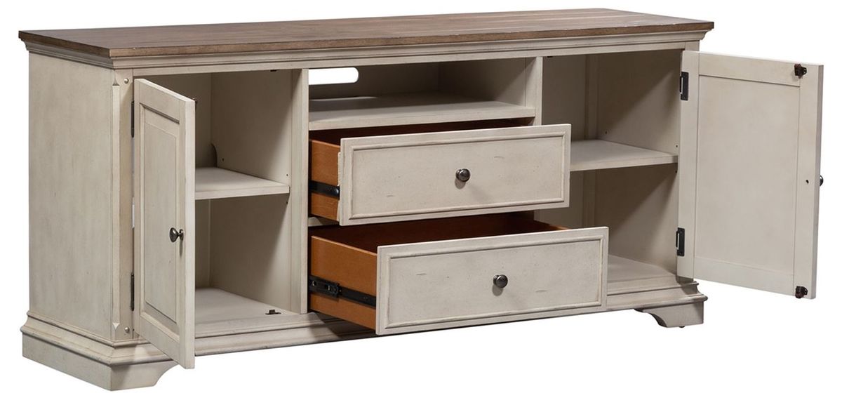 Liberty Morgan Creek 66" TV Console in Antique White - Luxury Home Furniture (MI)