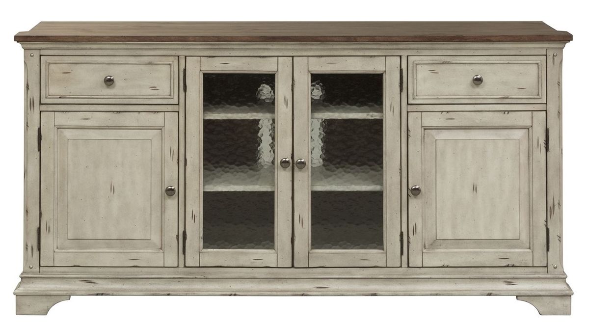 Liberty Morgan Creek 68" Entertainment Center with Piers in Antique White - Luxury Home Furniture (MI)