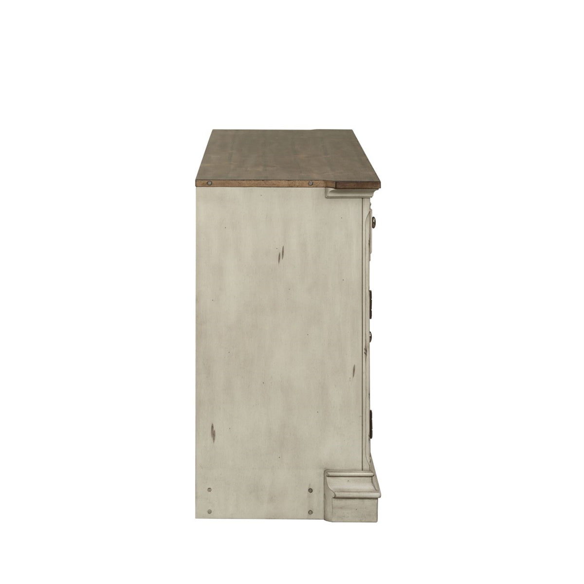 Liberty Morgan Creek Entertainment TV Stand in Antique White Finish with Wire Brushed Tobacco Accents - Luxury Home Furniture (MI)