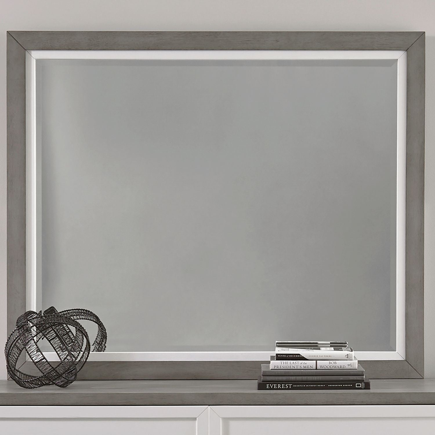 Palmetto Heights Landscape Mirror in Shell White and Driftwood image