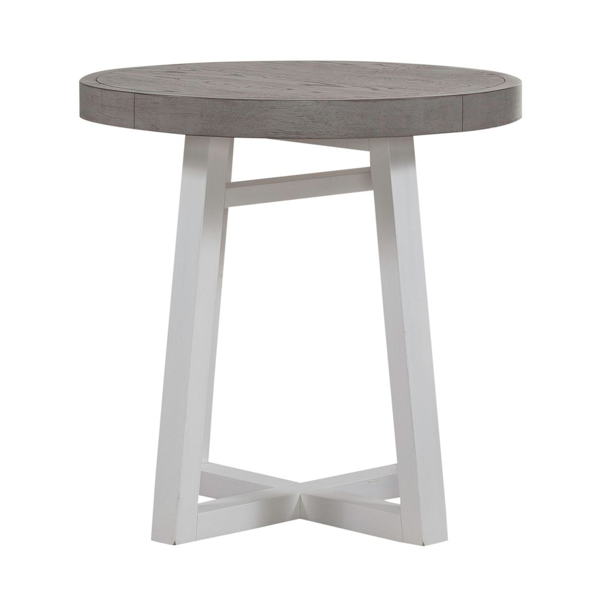 Liberty Furniture Palmetto Heights Round End Table in Shell White & Driftwood image