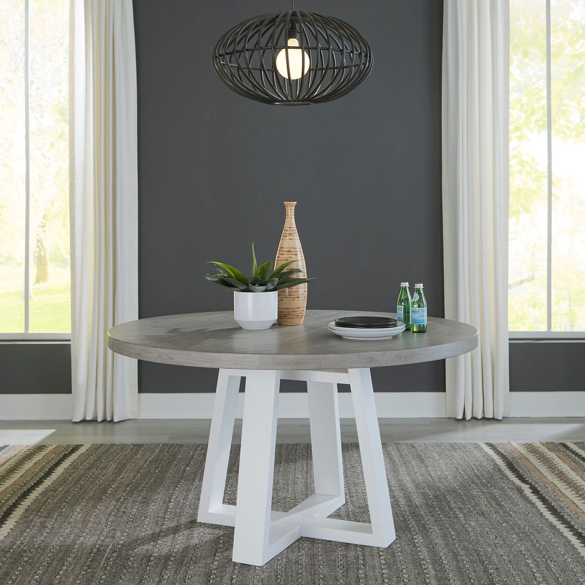 Liberty Furniture Palmetto Heights Round Pedestal Table in Two-Tone - Luxury Home Furniture (MI)