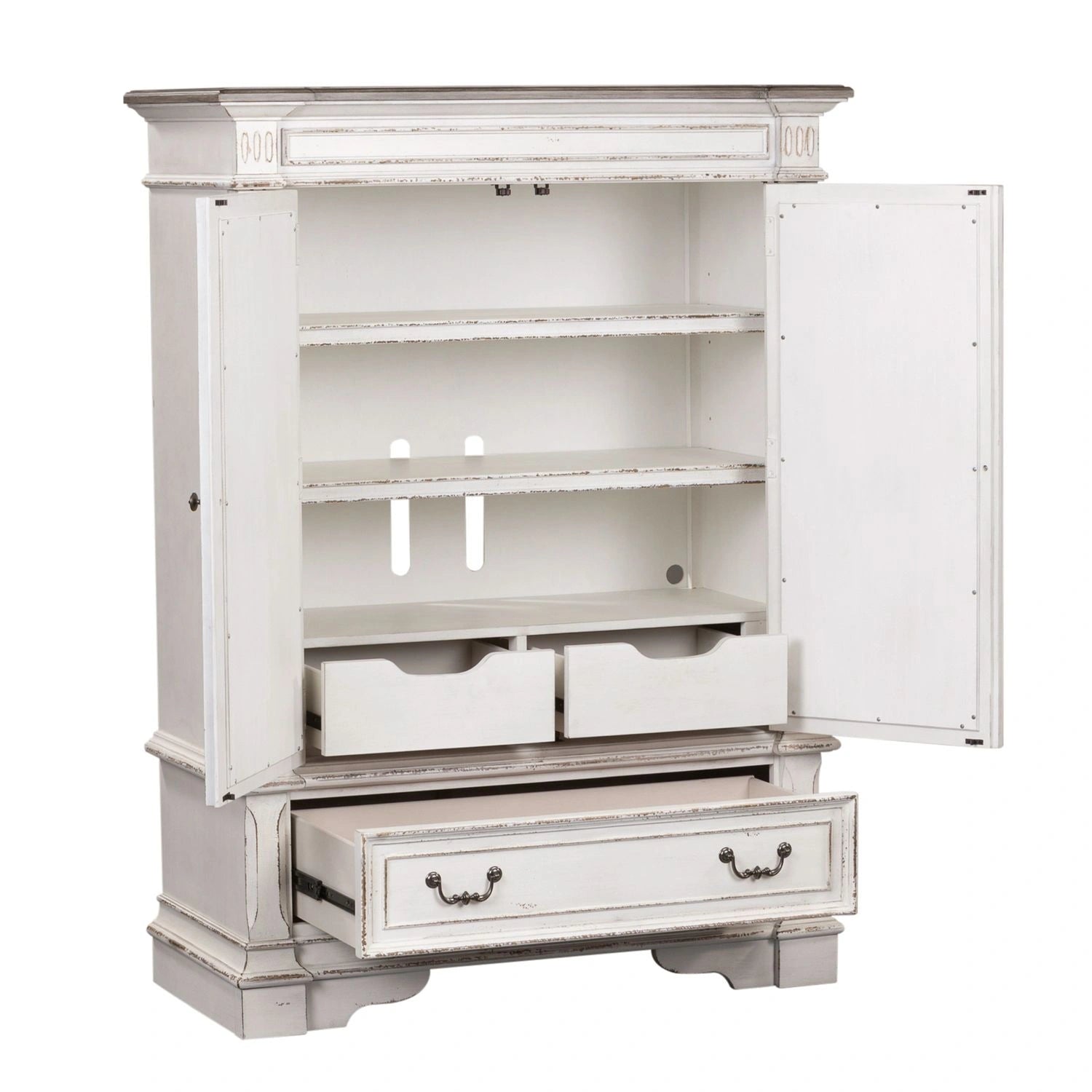 Abbey Park Mirrored Door Chest in Antique White image
