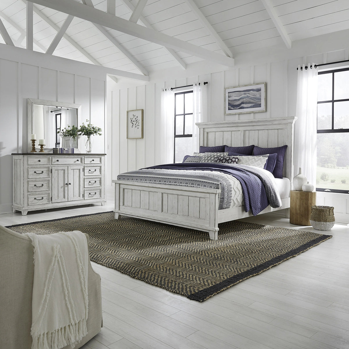 River Place King Panel Bed, Dresser & Mirror image