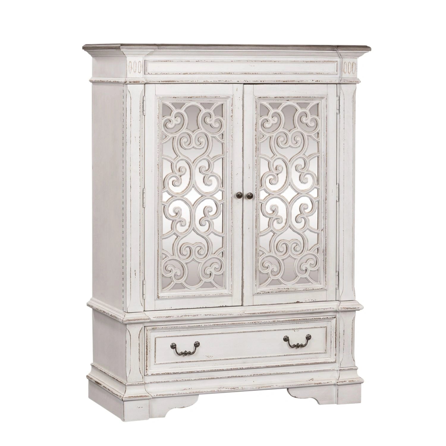Abbey Park Mirrored Door Chest in Antique White image