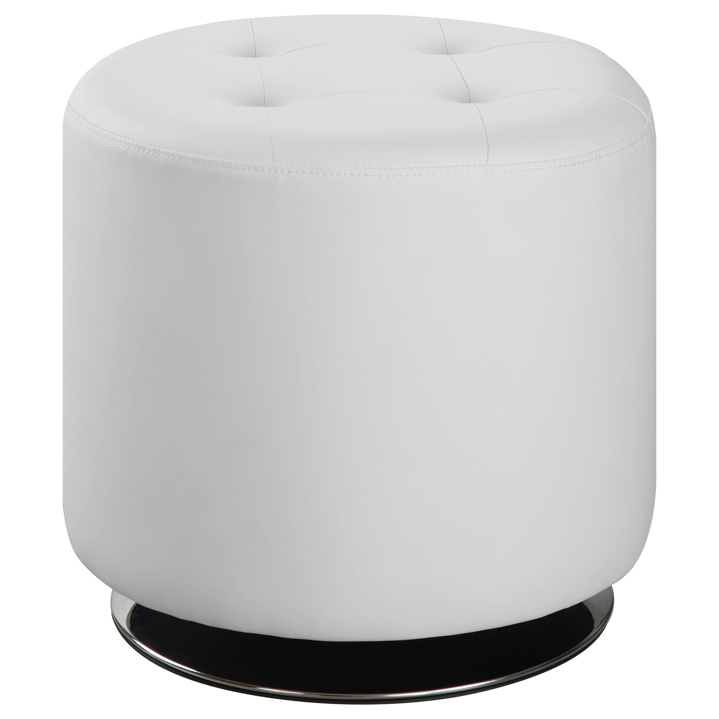Bowman Round Upholstered Ottoman White - Luxury Home Furniture (MI)