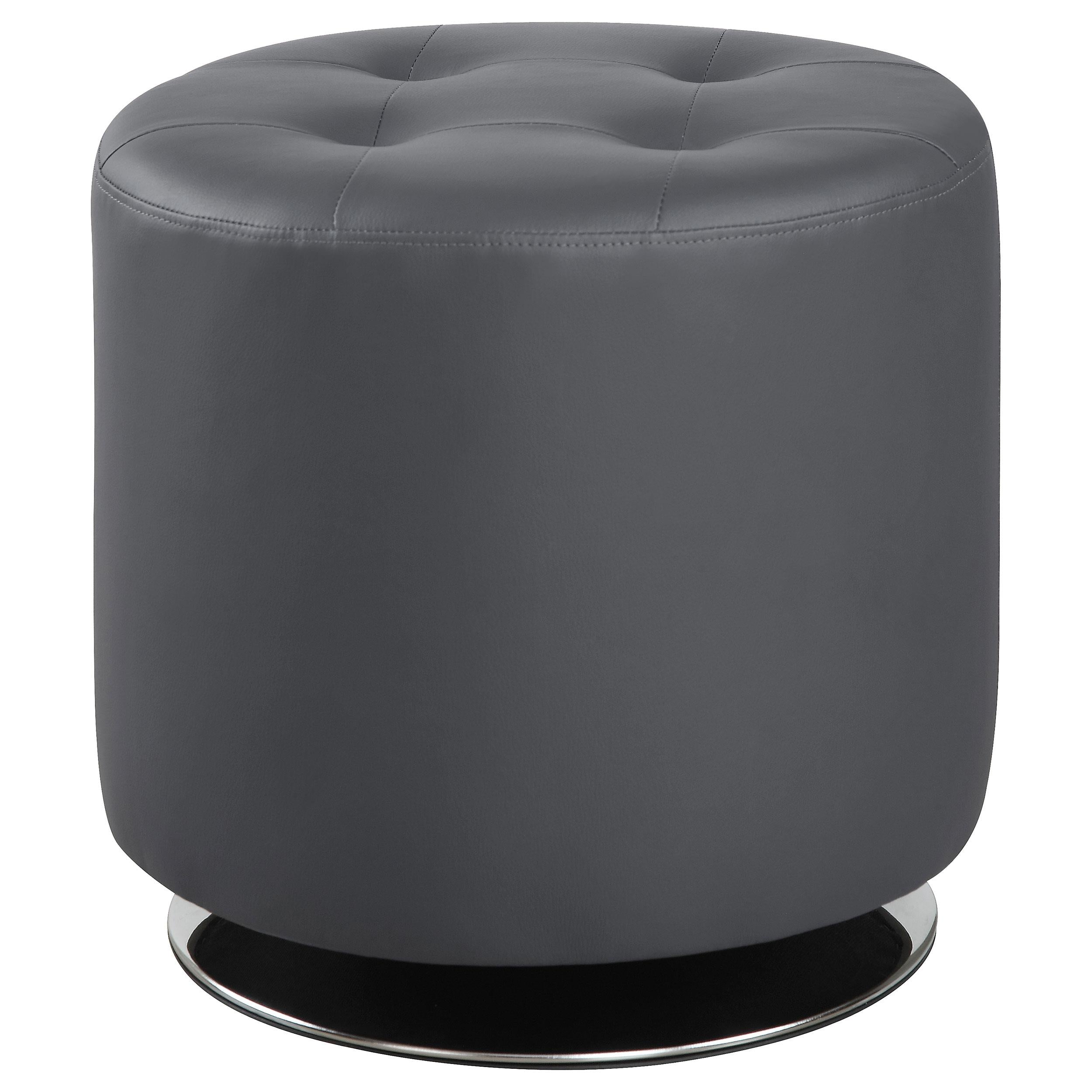 Bowman Round Upholstered Ottoman Grey - Luxury Home Furniture (MI)