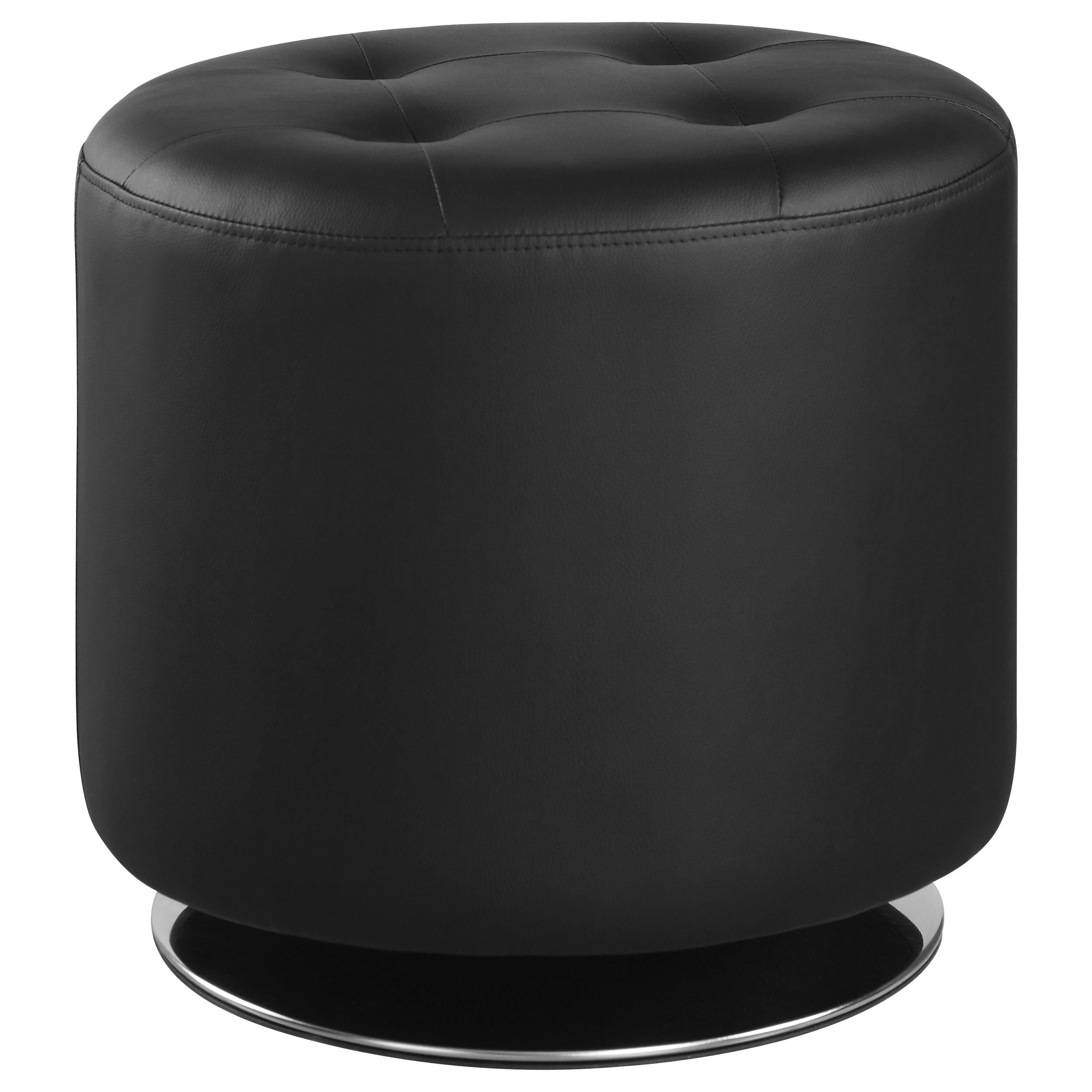 Bowman Round Upholstered Ottoman Black - Luxury Home Furniture (MI)