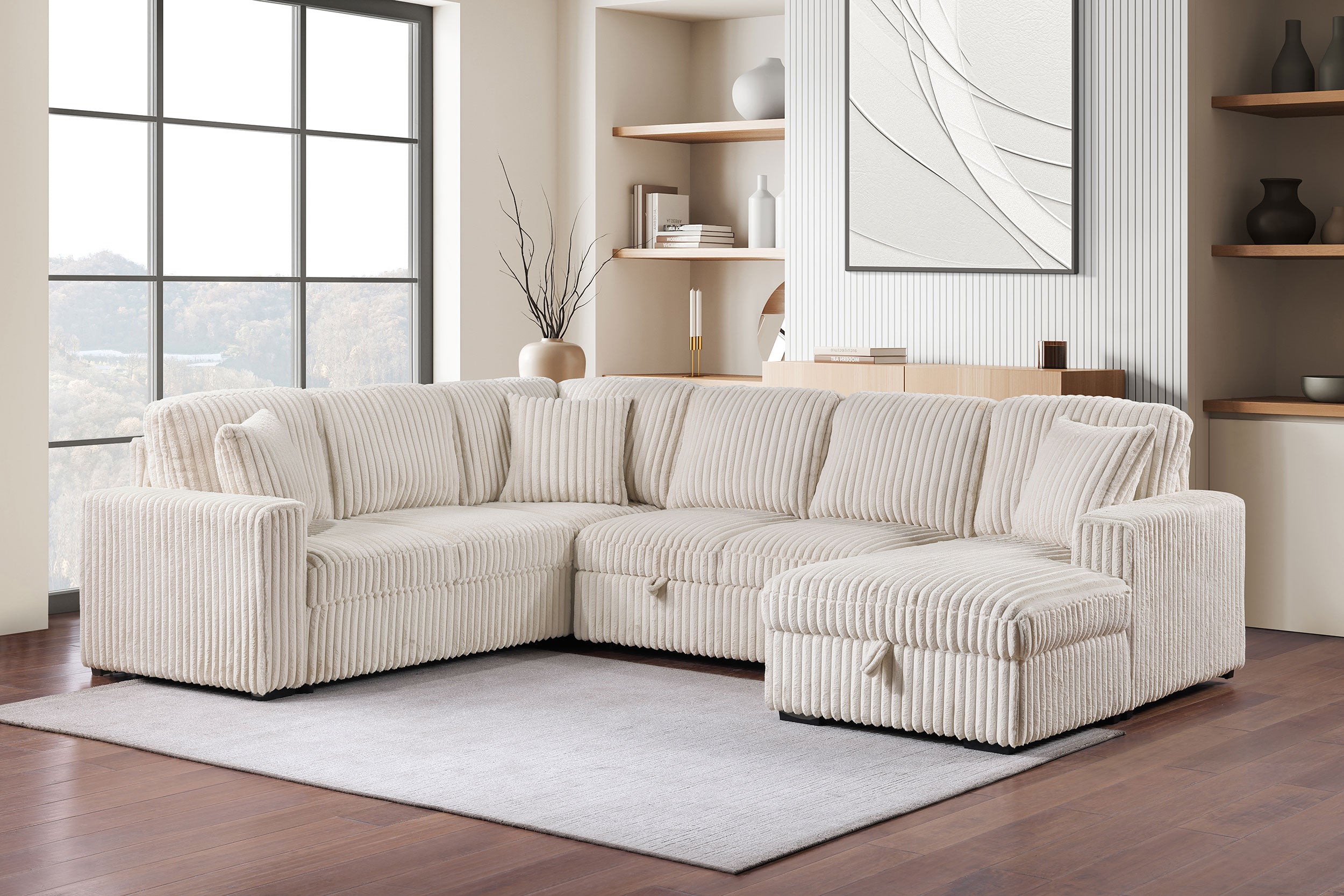 Devonshire Pull-Out Sleeper Sectional Sofa - Luxury Home Furniture (MI)
