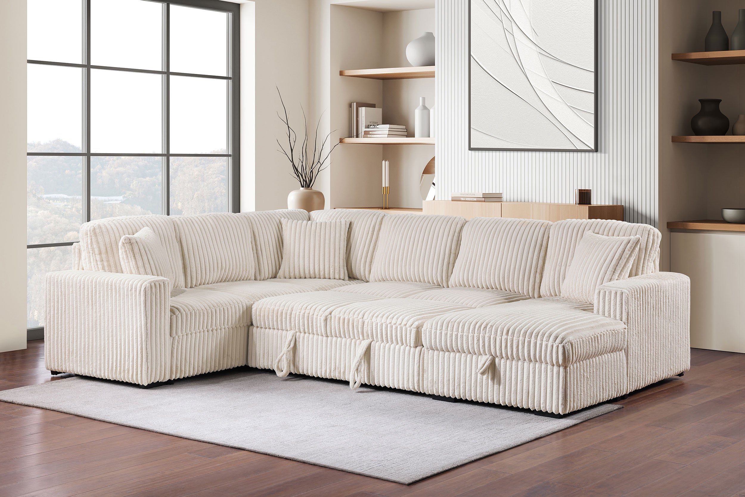 Devonshire Pull-Out Sleeper Sectional Sofa - Luxury Home Furniture (MI)