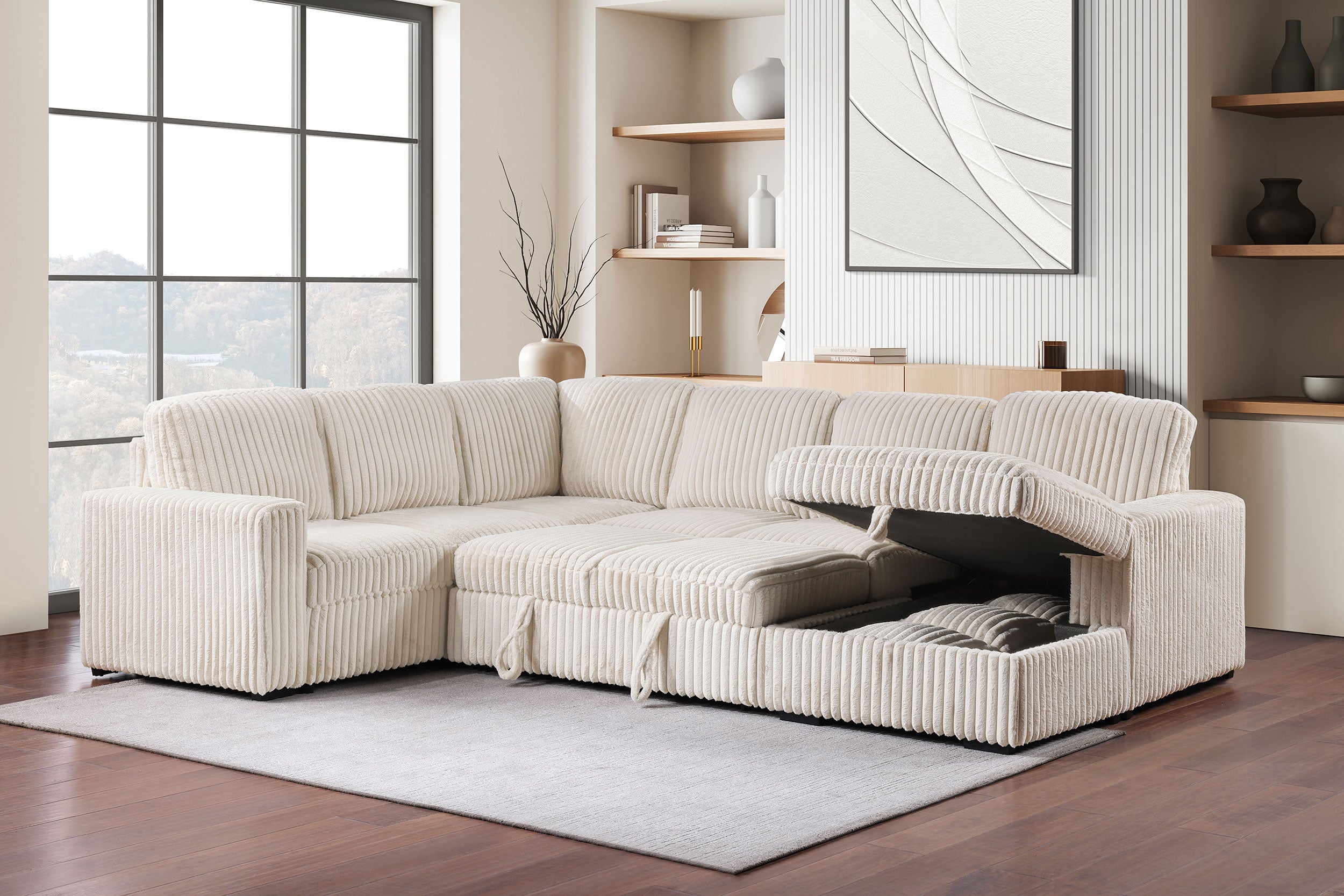 Devonshire Pull-Out Sleeper Sectional Sofa - Luxury Home Furniture (MI)